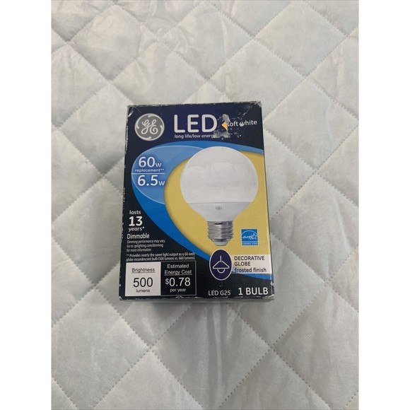 GE LED G25 Soft White Frosted Globe 6.5 Watts 60W REPLACEMENT V16💡 - Picture 1 of 12